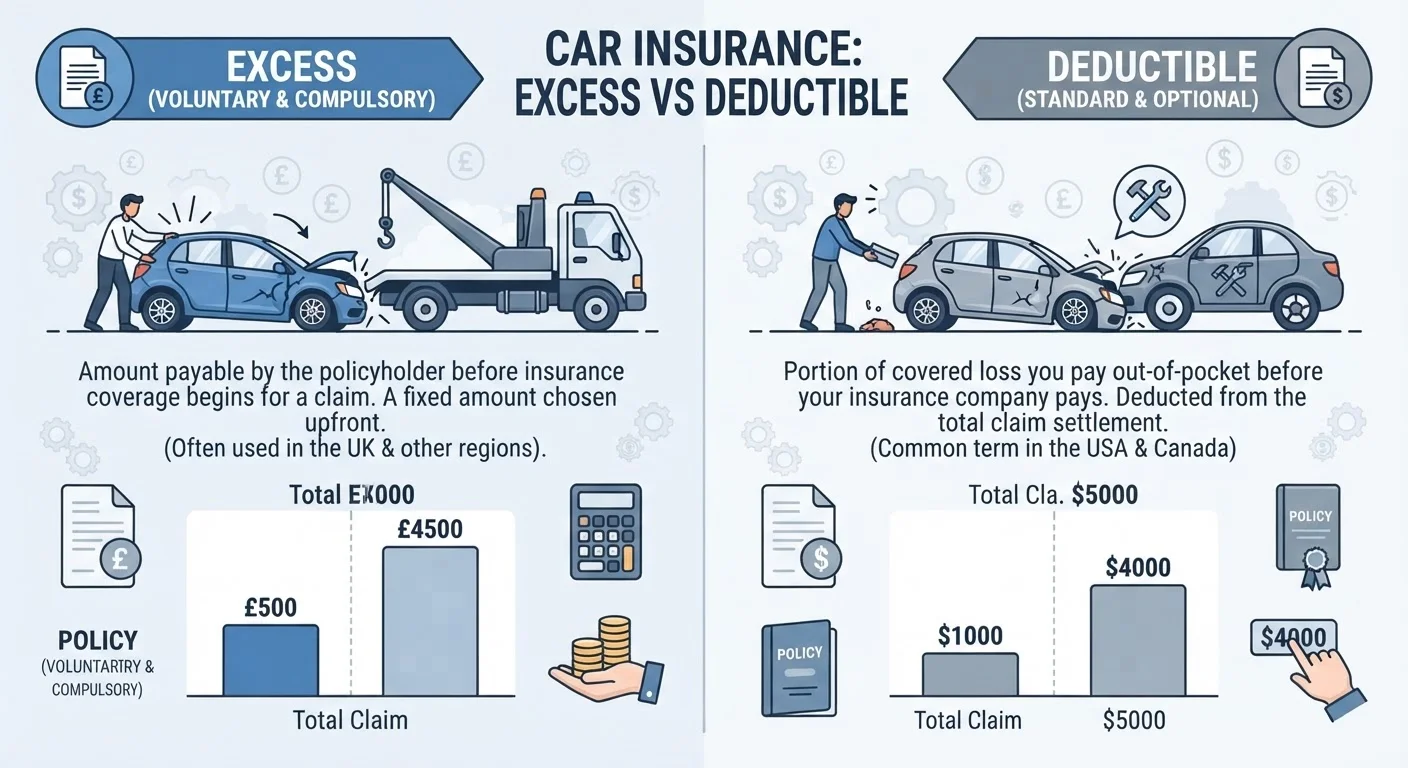 The Difference Between a Car Insurance Excess and a Deductible