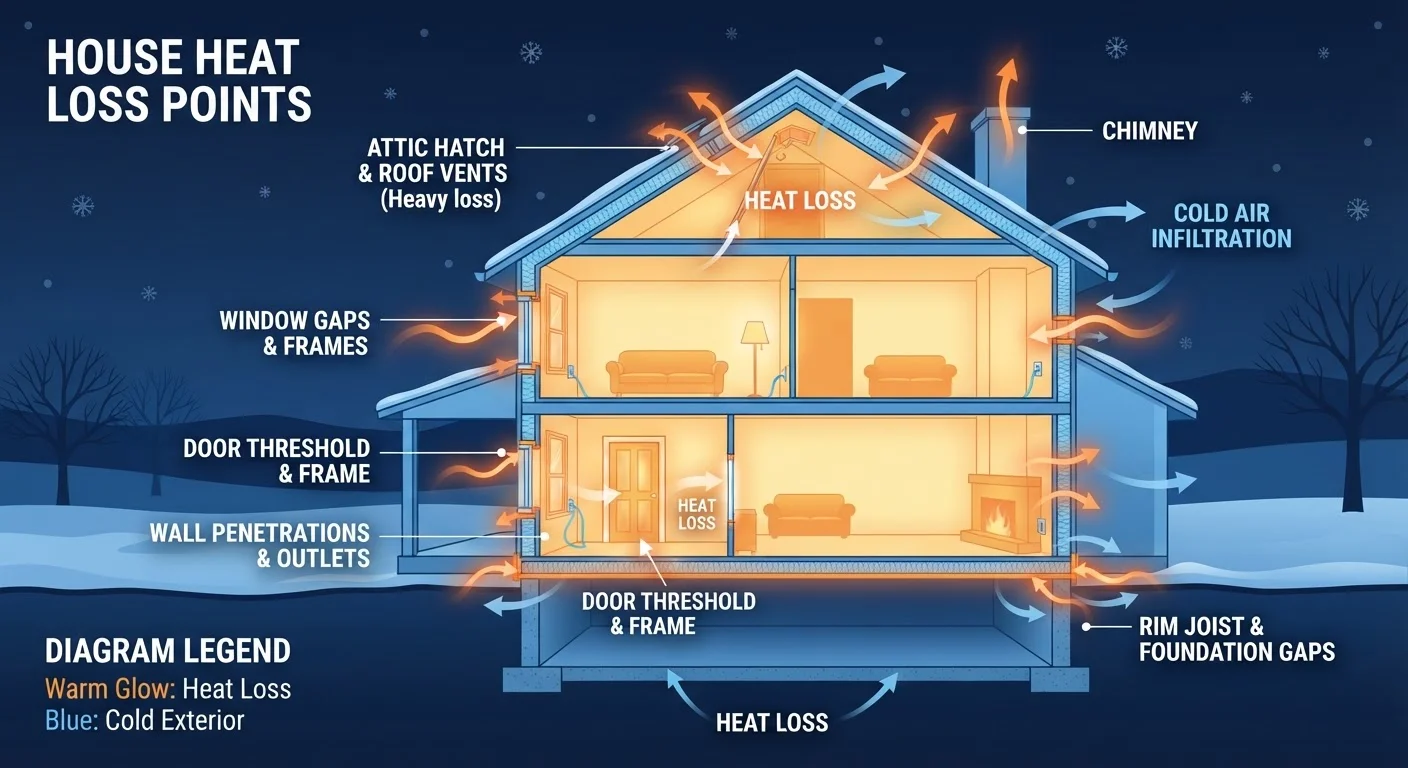 Where Heat Actually Escapes from a Typical Home